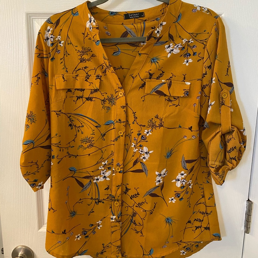 Yellow floral blouse